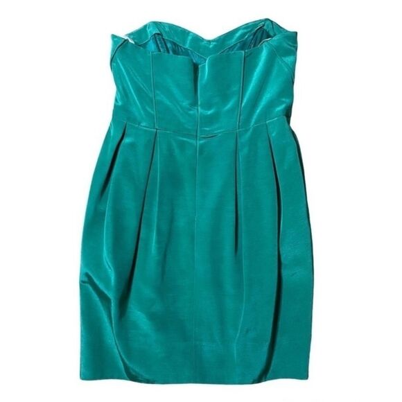 Shoshanna Green Taffeta Strapless Cocktail Dress - Picture 2 of 9